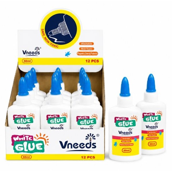 Лепило Vneeds бяло за хартия, картон и текстил 60ml №V0730 /12 броя в кутия/