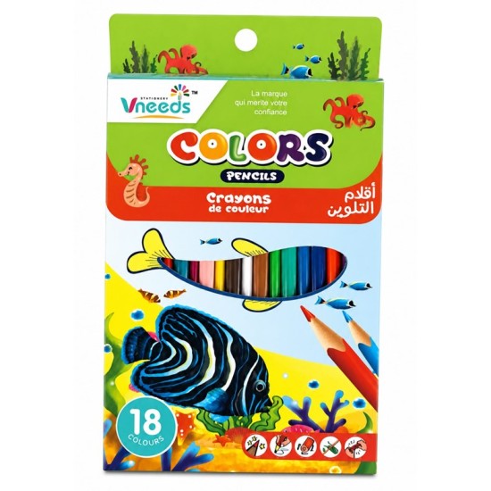 Моливи Vneeds 18 цвята МОРСКИ СВЯТ №V0663 /12 комплекта в кутия/