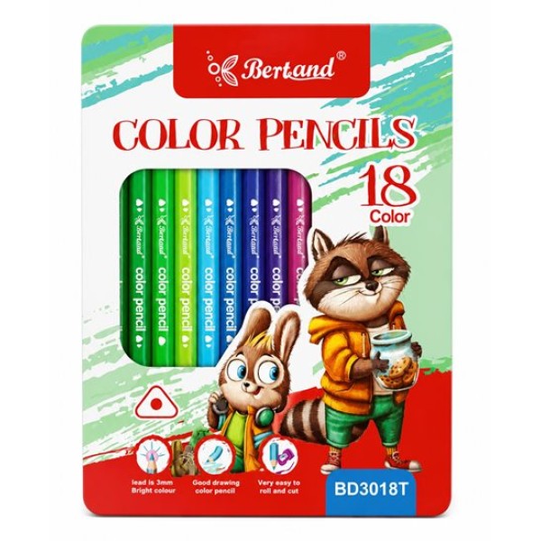Моливи BERTAND ЖИВОТНИ в метална кутия 18 цвята №T1318 /12 комплекта в кутия/