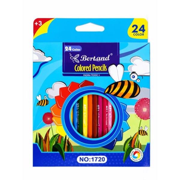 Моливи BERTAND ЖИВОТНИ 24 цвята №BD4015 /12 комплекта в стек/