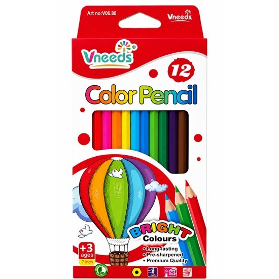 Моливи Vneeds 12 цвята BRIGHT COLOURS №V0680 /12  комплекта в стек/