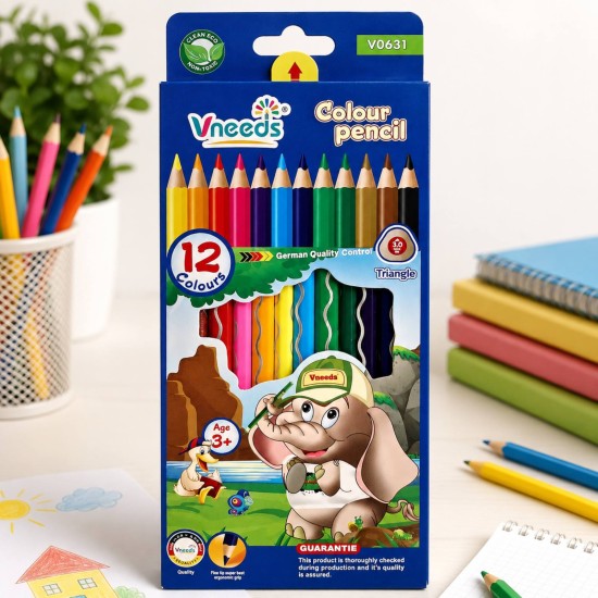 Моливи Vneeds 12 цвята триъгълни №V0631 /12 комплекта в стек/
