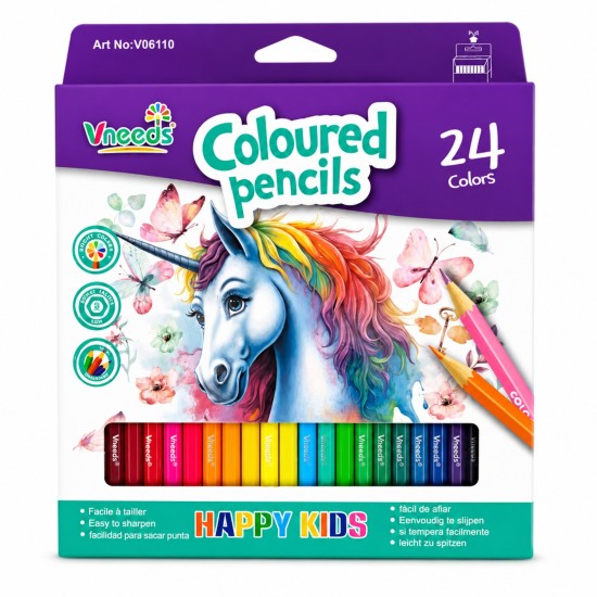 Моливи Vneeds 24 цвята ЖИВОТНИ №V06110 /12 комплекта в кутия /