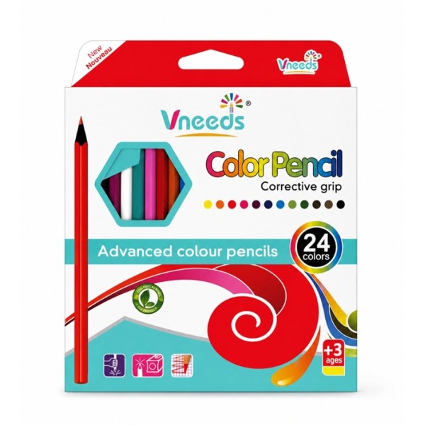 Моливи Vneeds 24 цвята VIVID №0676 /6 комплекта в стек/