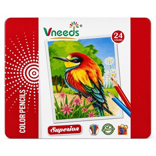 Моливи Vneeds в метална кутия 24 цвята №V0622 /12 комплекта в кутия/