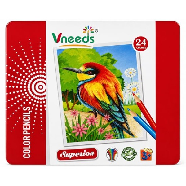 Моливи Vneeds в метална кутия 24 цвята №V0622 /12 комплекта в кутия/