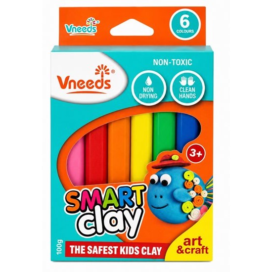 Пластилин Vneeds Smart Clay 6 цвята №V1210 /12 комплекта в кутия/