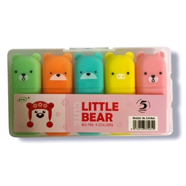 Маркер за подчертаване LITTLE BEAR 5 цвята в комплект