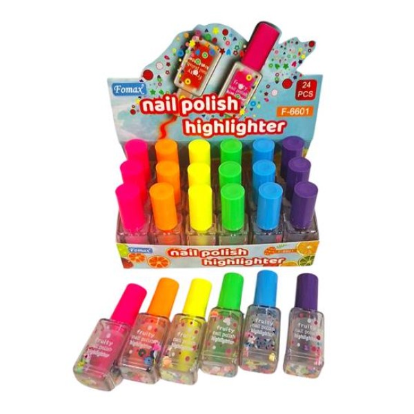 Маркер за подчертаване NAIL POLISH неон №F-6601/24 броя в кутия/