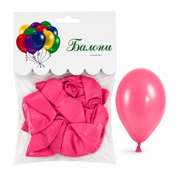 Балони 2.8 г едноцветни 12" РОЗОВ 10 броя в плик/12 плика в стек/