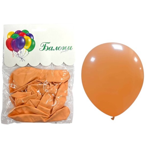 Балони 2.8 г едноцветни 12" ПАСТЕЛ ПРАСКОВА 10 броя в плик/12 плика в стек/