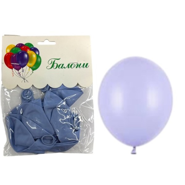 Балони 2.8 г едноцветни 12" ПАСТЕЛ СИН 10 броя в плик/12 плика в стек/
