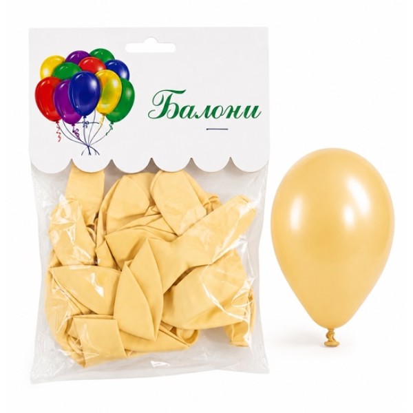 Балони 2.8 г едноцветни 12" ПРАСКОВА 10 броя в плик/12 плика в стек/
