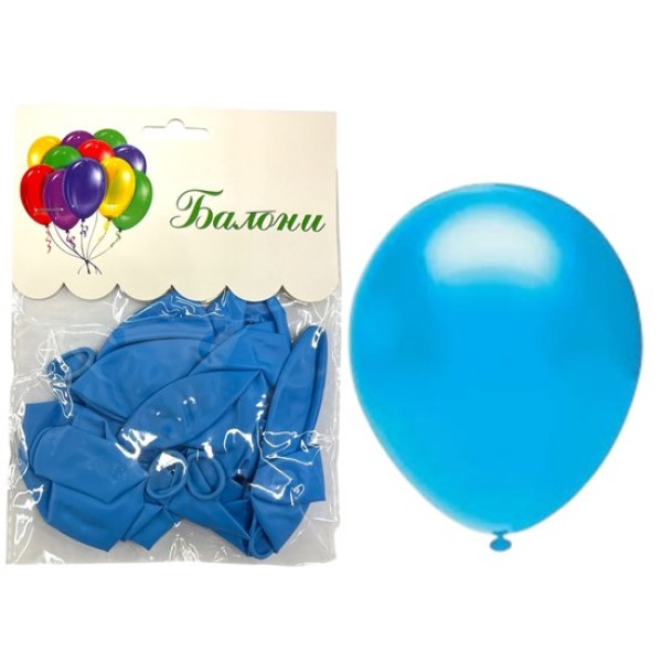 Балони 2.8 г едноцветни 12" СВЕТЛОСИНЬО 10 броя в плик/12 плика в стек/