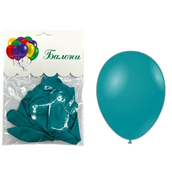 Балони 2.8 г едноцветни 12" ТЮРКОАЗ 10 броя в плик/12 плика в стек/