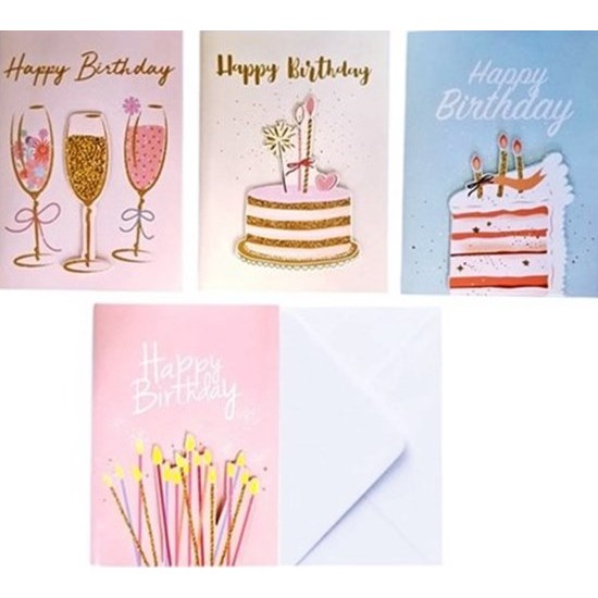 Картички HAPPY BIRTHDAY с плик музикална 14см х20см №C295/24 броя в кутия/