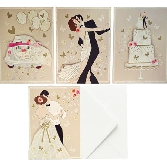 Картички JUST MARRIED с плик 14см х20см №TW/24 броя в кутия/