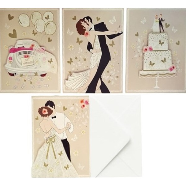 Картички JUST MARRIED с плик 14см х20см №TW/24 броя в кутия/