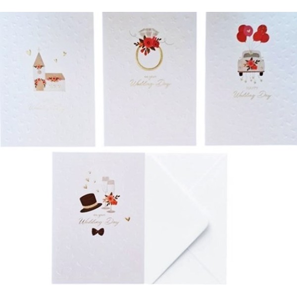 Картички WEDDING DAY с плик 12см х17см №TW577/24 броя в кутия/