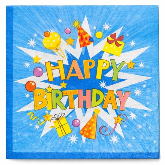 Салфетки 20 броя в плик 33x33см HAPPY BIRTHDAY CИНЬО