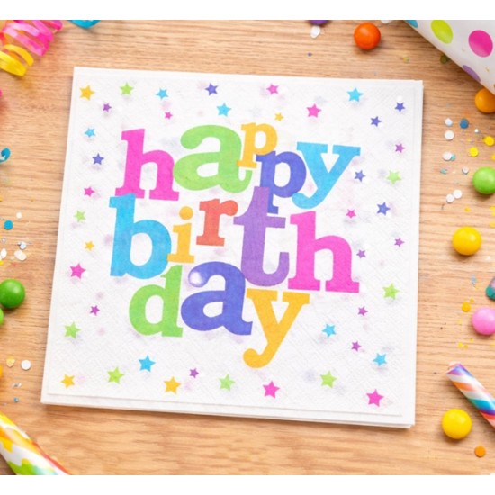Салфетки 20 броя в плик 33x33см HAPPY BIRTHDAY