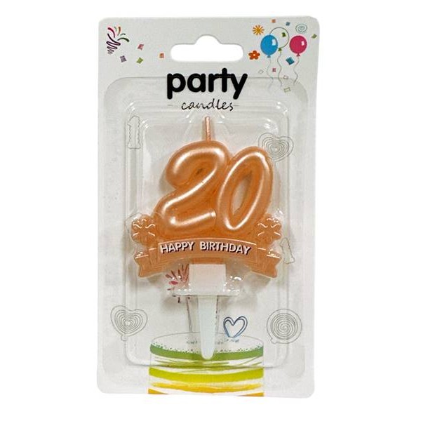 Свещ ЧРД  Happy Birthday 20  /12 броя в кутия/