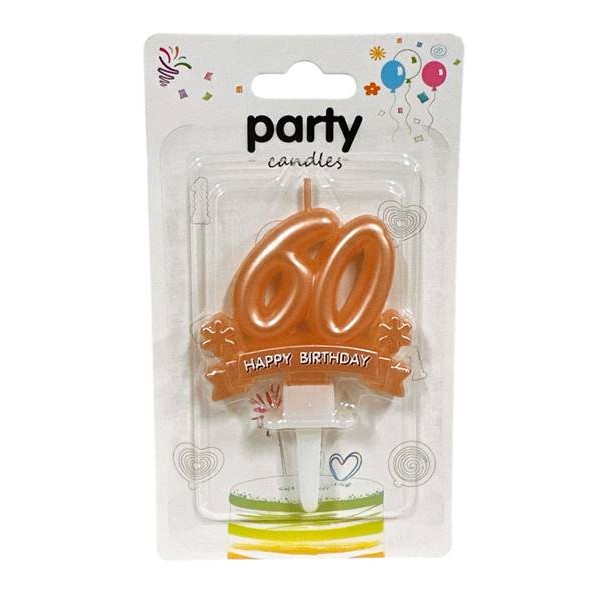 Свещ ЧРД  Happy Birthday 60 сребро /12 броя в кутия/