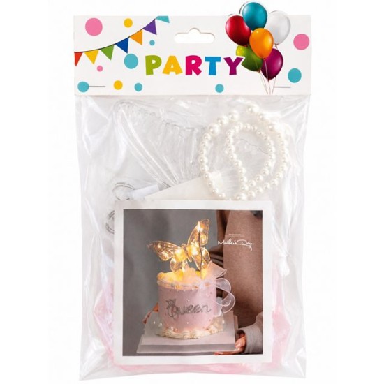 Комплект за торта HAPPY BIRTHDAY СВЕТЕЩА ПЕПЕРУДА