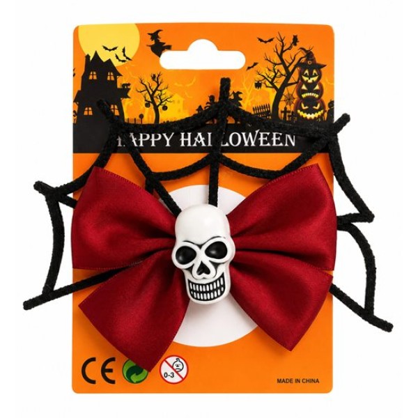 Шнола за коса HALLOWEEN череп с панделка /12 броя в стек/