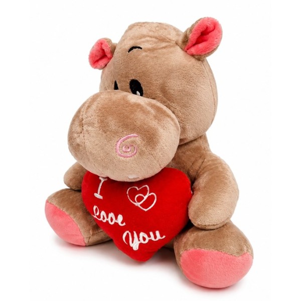 Плюшена играчка със сърце I LOVE YOU ХИПОПОТАМ H20см