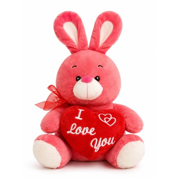 Плюшена играчка със сърце I LOVE YOU ЗАЙЧЕ H20см